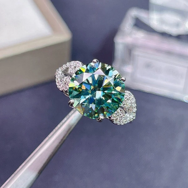 Elegant 2Ct Green Moissanite Ring, 925 Sterling Silver Ring, Dainty Engagement Rings For Women, Wedding Band, Promise Ring, Gift For Her