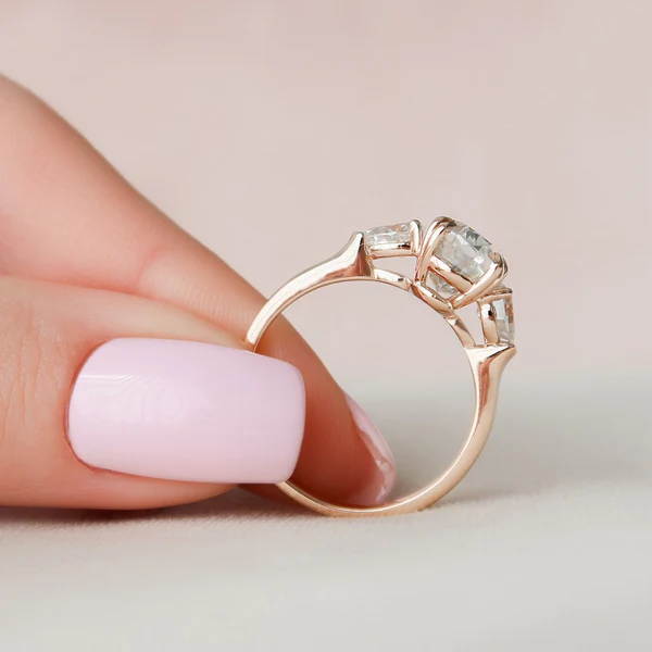 Oval 3 Stone Moissanite Solitaire Diamond Engagement Ring, Sterling Silver Moissanite Diamond Wedding Ring For Bridal, 10K/14K Gold Anniversary Diamond Ring For Gift