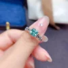 Dainty & Gorgeous Green Cushion Moissanite Ring Leafs band ring 1ct D Color VVS Women Ring For Wedding, Sterling Silver Anniversary gift, Women's Ring