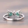 6_4e8dc3f4-feeb-43db-aa25-40e31de71475_600x600 Moissanite Engagement Ring 14K White Gold Ring, Double Green Moissanite Bow Ring, Gemstone Bow Ring Diamond Wedding Band Rings For Women