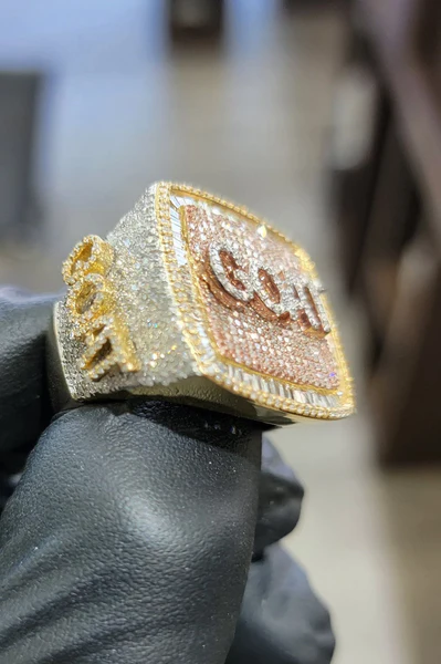 Men's Iced Out Championship Ring, VVS Moissanite Diamond Rings, Custom Hip Hop Champion Ring, 925 Silver Rapper Hip Hop Champion Rings Gift