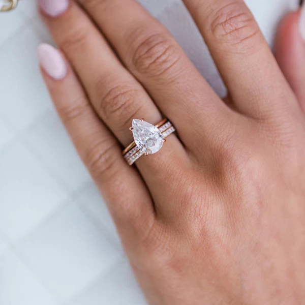 Pear Moissanite Solitaire Diamond Engagement Ring, Sterling Silver Moissanite Diamond Wedding Ring For Bridal, 10K/14K Gold Anniversary Diamond Ring For Gift