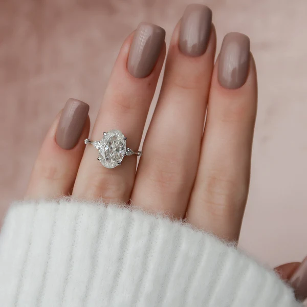 Oval & Pear Moissanite Solitaire Diamond Engagement Ring, Sterling Silver Moissanite Diamond Wedding Ring For Bridal, 10K/14K Gold Anniversary Diamond Ring For Gift