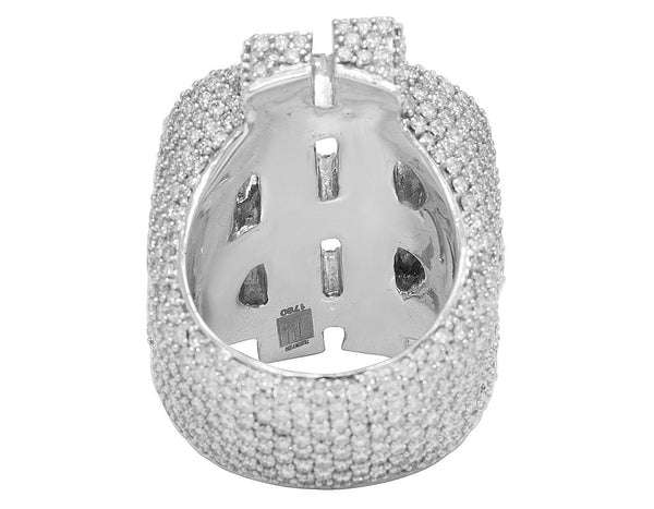 925 Sterling Silver Baguette Moissanite Diamond Men Ring, Fully Iced Gold Plated Men Pinky Ring, Round Moissanite Diamond Hip Hop Ring For Him