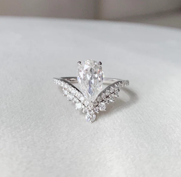 Pear Moissanite Solitaire Diamond Engagement Ring, Sterling Silver Moissanite Diamond Wedding Ring For Bridal, 10K/14K Gold Anniversary Diamond Ring For Gift