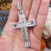 Customized CROSS Round VVS Diamond Hip Hop Pendant, Sterling Silver Iced Out Birthday Gift Pendant, Charm Diamond Hip Hop Pendant