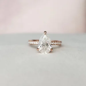 Pear Moissanite Solitaire Diamond Engagement Ring, Sterling Silver Moissanite Diamond Wedding Ring For Bridal, 10K/14K Gold Anniversary Diamond Ring For Gift