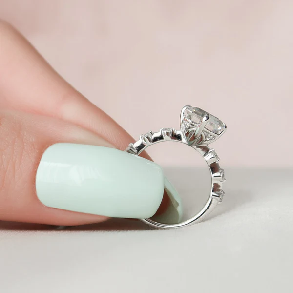 Emerald Moissanite Solitaire Diamond Engagement Ring, Sterling Silver Moissanite Diamond Wedding Ring For Bridal, 10K/14K Gold Anniversary Diamond Ring For Gift