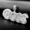 Customized BOSS Letter Round & Baguette VVS Diamond Hip Hop Pendant, Sterling Silver Iced Out Birthday Gift Pendant, Charm VVS Diamond Hip Hop Pendant