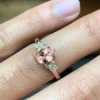 Natural Pink Morganite and Diamond Engagement Ring, 2 Carat Rose Gold Pear Cut Wedding Ring, Anniversary Promise Ring Gifts