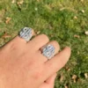 Baguette & Round Moissanite Diamond Customized Diamond Ring, Sterling Silver Champion Men Ring For Birthday Gift, Gold Plated Diamond Ring