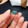 Green Moissanite Ring, 925 Sterling Silver, 2ct Moissanite Ring, Engagement Ring, Wedding Ring, Luxury Ring/Band, Round Cut Ring