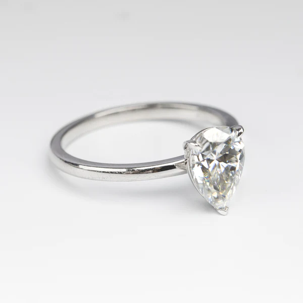 Pear Cut Moissanite Solitaire Diamond Engagement Ring, Sterling Silver Moissanite Diamond Wedding Ring For Bridal, 10K/14K Gold Anniversary Diamond Ring For Gift