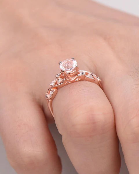 6_aa0a4ae9-7cad-4fad-b55c-c8709c6c6267_600x600 Peach Pink Morganite Engagement Ring 14k Rose Gold Sterling Silver Pink Diamond Antique Wedding Ring Unique Milgrain Anniversary Gift Vintage