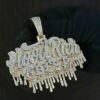 Round VVS Diamond HOOD RICH Teardrop Customized Pendant, Customized Letter Diamond Pendant, Full Iced Out Diamond Hip Hop Charm Pendant