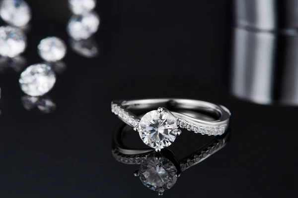 Round Moissanite Solitaire Diamond Engagement Ring, Sterling Silver Moissanite Diamond Wedding Ring For Bridal, 10K/14K Gold Anniversary Diamond Ring For Gift