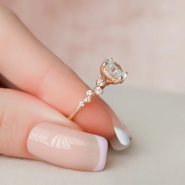 Oval Moissanite Solitaire Diamond Engagement Ring, Sterling Silver Moissanite Diamond Wedding Ring For Bridal, 10K/14K Gold Anniversary Diamond Ring For Gift