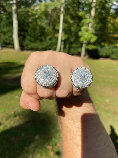 925 Sterling Silver Round Moissanite Diamond HUGE Men Ring, Fully Iced Gold Plated Moissanite Round Hip Hop Rapper Pinky Ring, Round Moissanite Diamond Hip Hop Ring For Him