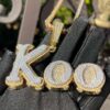 14k Gold Finish KOO Custom Letter Hip Hop Charm VVS Diamond Pendant, Sterling Silver Iced Out VVS Diamond Pendant, Charm Diamond Hip Hop Pendant