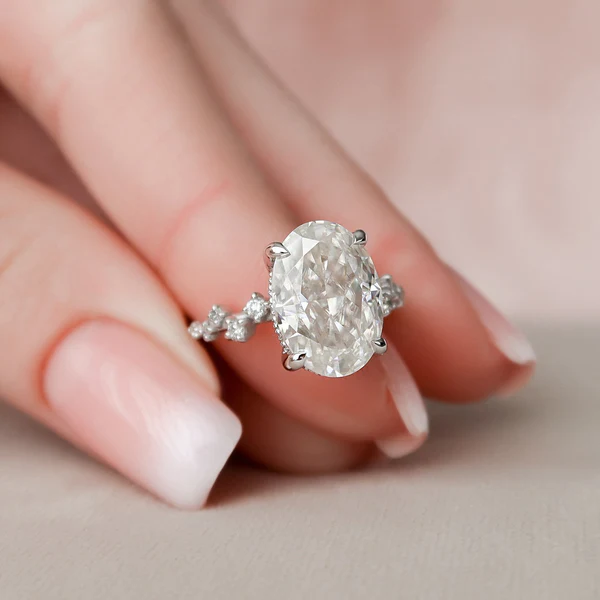 Oval Moissanite Solitaire Diamond Engagement Ring, Sterling Silver Moissanite Diamond Wedding Ring For Bridal, 10K/14K Gold Anniversary Diamond Ring For Gift