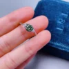 Brilliant Round Cut Moissanite Ring | Green Moissanite Ring | Handmade Ring | 925 Sterling Silver Ring | Dainty Ring | Gift for Her