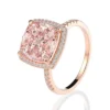 Cushion Cut Morganite Diamond Ring 14K Rose Gold Finish Halo Style Anniversary Ring For Women Christmas Gift Engagement Ring For Her