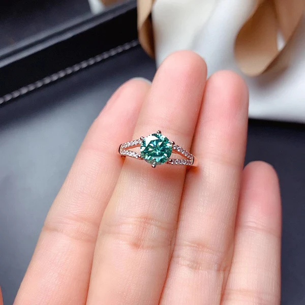 Dainty & Gorgeous Green Moissanite Ring 2ct D Color Anniversary Gift For Wife, Sterling Silver and Solid Gold Women Ring For Wedding Gift, Women's Ring Promise ring, Proposal Ring For Her