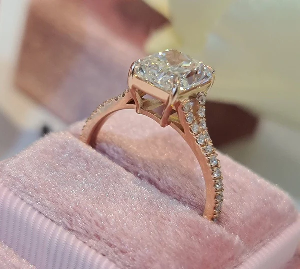 Radiant Moissanite Solitaire Diamond Engagement Ring, Sterling Silver Moissanite Diamond Wedding Ring For Bridal, 10K/14K Gold Anniversary Diamond Ring For Gift