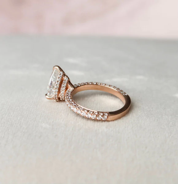 Pear Moissanite Solitaire Diamond Engagement Ring, Sterling Silver Moissanite Diamond Wedding Ring For Bridal, 10K/14K Gold Anniversary Diamond Ring For Gift