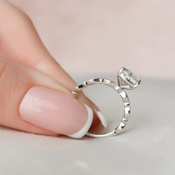 Cushion Moissanite Solitaire Diamond Engagement Ring, Sterling Silver Moissanite Diamond Wedding Ring For Bridal, 10K/14K Gold Anniversary Diamond Ring For Gift