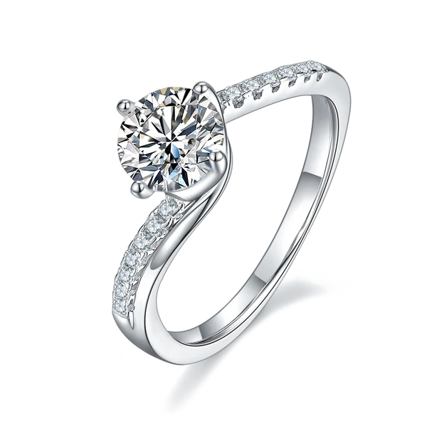 Round Moissanite Solitaire Diamond Engagement Ring, Sterling Silver Moissanite Diamond Wedding Ring For Bridal, 10K/14K Gold Anniversary Diamond Ring For Gift