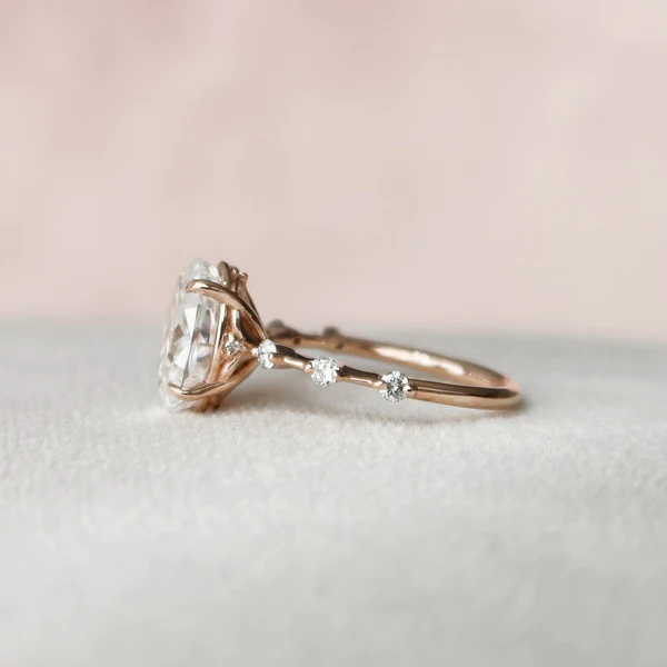 Oval Moissanite Solitaire Diamond Engagement Ring, Sterling Silver Moissanite Diamond Wedding Ring For Bridal, 10K/14K Gold Anniversary Diamond Ring For Gift