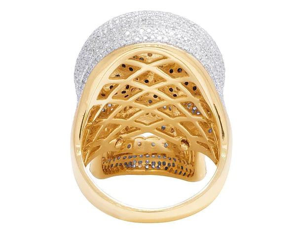 925 Sterling Silver Moissanite Diamond SKULL Men Ring, Fully Iced Gold Plated Men Pinky Ring, Round Moissanite Diamond Hip Hop Ring For Him