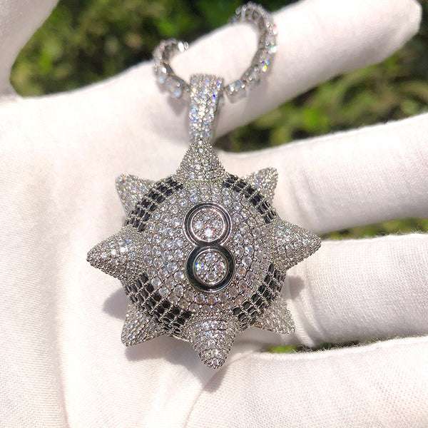 Round White VVS Diamond Hip Hop Pendant, Sterling Silver Iced Out Birthday Gift Pendant, Charm Diamond Hip Hop Pendant