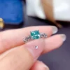 Dainty & Gorgeous Green Cushion Moissanite Ring Leafs band ring 1ct D Color VVS Women Ring For Wedding, Sterling Silver Anniversary gift, Women's Ring