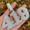 14k Gold Finish Custom Number Hip Hop Charm Pendant, Sterling Silver Iced Out VVS Diamond Pendant, Charm Diamond Hip Hop Pendant