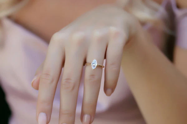 Marquise Moissanite Solitaire Diamond Engagement Ring, Sterling Silver Moissanite Diamond Wedding Ring For Bridal, 10K/14K Gold Anniversary Diamond Ring For Gift