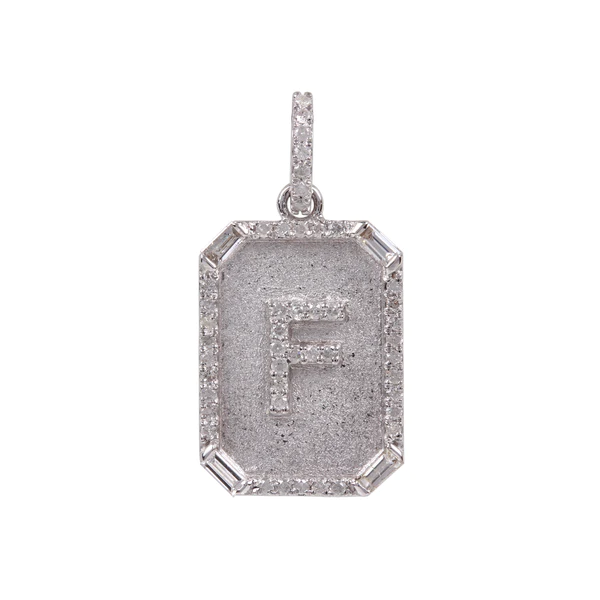 Round White VVS Diamond Customized Letter Hip Hop Pendant, Sterling Silver Iced Out Birthday Gift Pendant, Charm Diamond Hip Hop Pendant