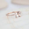 Natural Pink Morganite and Diamond Engagement Ring, 2 Carat Rose Gold Princess Cut Wedding Ring, Anniversary Promise Ring Gifts