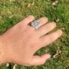 Baguette & Round Moissanite Diamond Customized Diamond Ring, Sterling Silver Champion Men Ring For Birthday Gift, Gold Plated Diamond Ring