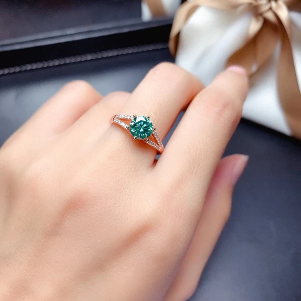 Dainty & Gorgeous Green Moissanite Ring 2ct D Color Anniversary Gift For Wife, Sterling Silver and Solid Gold Women Ring For Wedding Gift, Women's Ring Promise ring, Proposal Ring For Her