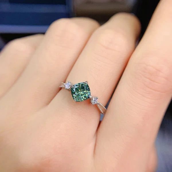 7_a42c9d5c-e963-4eba-bdcd-62c04b828a93_600x600 Dainty & Gorgeous Green Cushion Moissanite Ring 2ct D Color VVS Women Ring, Sterling Silver Anniversary gift Ring For Her, Women's Ring For Wedding