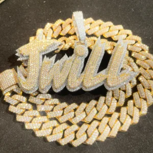 Round White VVS Diamond Customized Letter Hip Hop Pendant, Sterling Silver Iced Out Birthday Gift Pendant, Charm Diamond Hip Hop Pendant