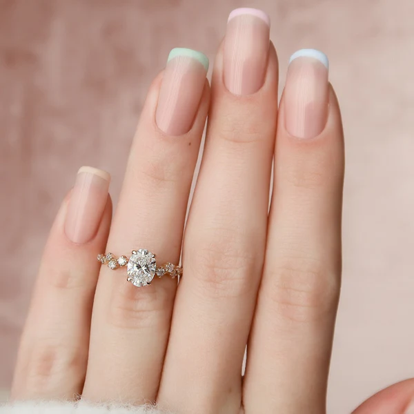 Oval Moissanite Solitaire Diamond Engagement Ring, Sterling Silver Moissanite Diamond Wedding Ring For Bridal, 10K/14K Gold Anniversary Diamond Ring For Gift