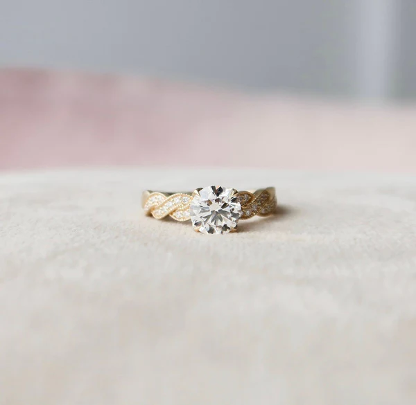 Round Moissanite Solitaire Diamond Engagement Ring, Sterling Silver Moissanite Diamond Wedding Ring For Bridal, 10K/14K Gold Anniversary Diamond Ring For Gift