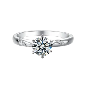 Round Moissanite Solitaire Diamond Engagement Ring, Sterling Silver Moissanite Diamond Wedding Ring For Bridal, 10K/14K Gold Anniversary Diamond Ring For Gift