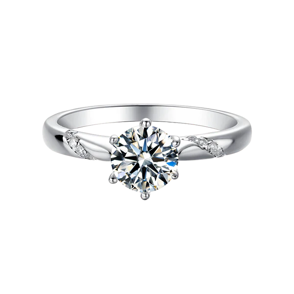 Round Moissanite Solitaire Diamond Engagement Ring, Sterling Silver Moissanite Diamond Wedding Ring For Bridal, 10K/14K Gold Anniversary Diamond Ring For Gift
