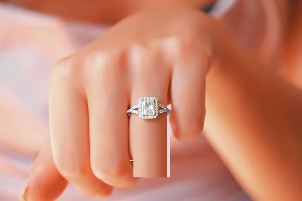 Radiant Halo Moissanite Solitaire Diamond Engagement Ring, Moissanite Wedding Ring, Silver Moissanite Diamond Women Ring, Proposal Gold Ring For Her