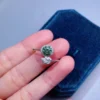 Round Green Moissanite Diamond Ring, Engagement Ring Women, Wedding Bridal Promise Ring for Women, Anniversary Birthstone Gift for Her
