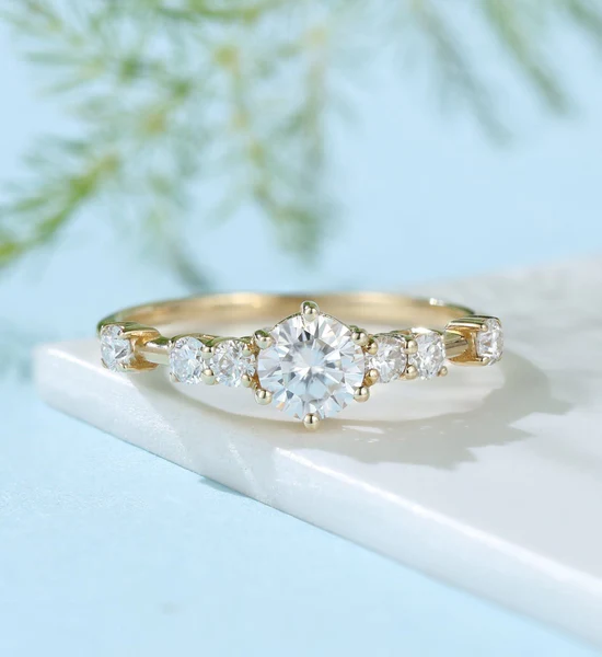 7_f59b5505-eb46-4668-884a-3144cb281125_600x600 Round Moissanite Solitaire Diamond Engagement Ring, Moissanite Wedding Ring, Silver Moissanite Diamond Women Ring, Proposal Gold Ring For Her